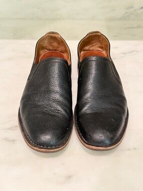 Trask Black Leather Slip-On Loafers with Tan Welt